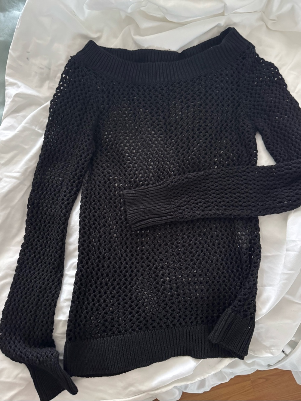 Lovers and Friends Black Open-Knit Women's Sweater - Classic Off-Shoulder Style